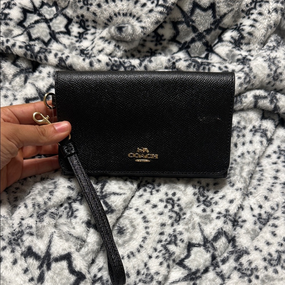 Coach Black Leather Wristlet
